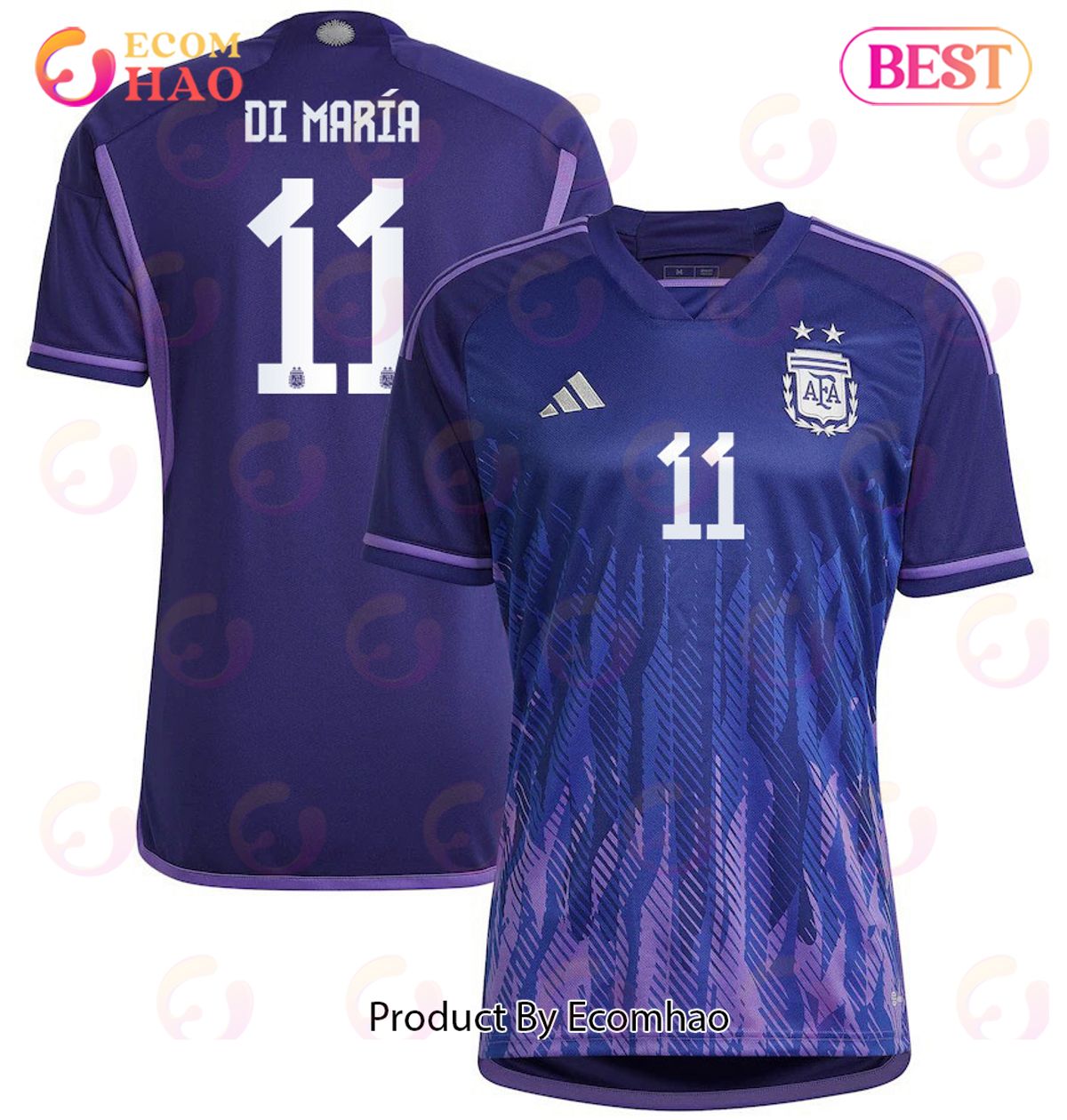 Argentina National Team 2022 23 Qatar World Cup AAngel Di Mariaa #11 Away Women Jersey Dark Blue, Light Purple