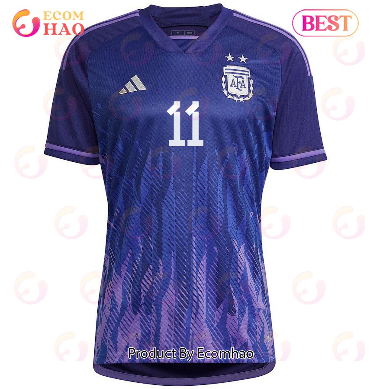 Argentina National Team 2022 23 Qatar World Cup AAngel Di Mariaa #11 Away Women Jersey Dark Blue, Light Purple