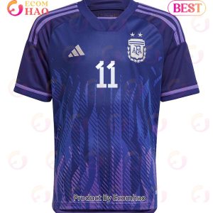Argentina National Team 2022 23 Qatar World Cup AAngel Di Mariaa #11 Away Youth Jersey Dark Blue, Light Purple