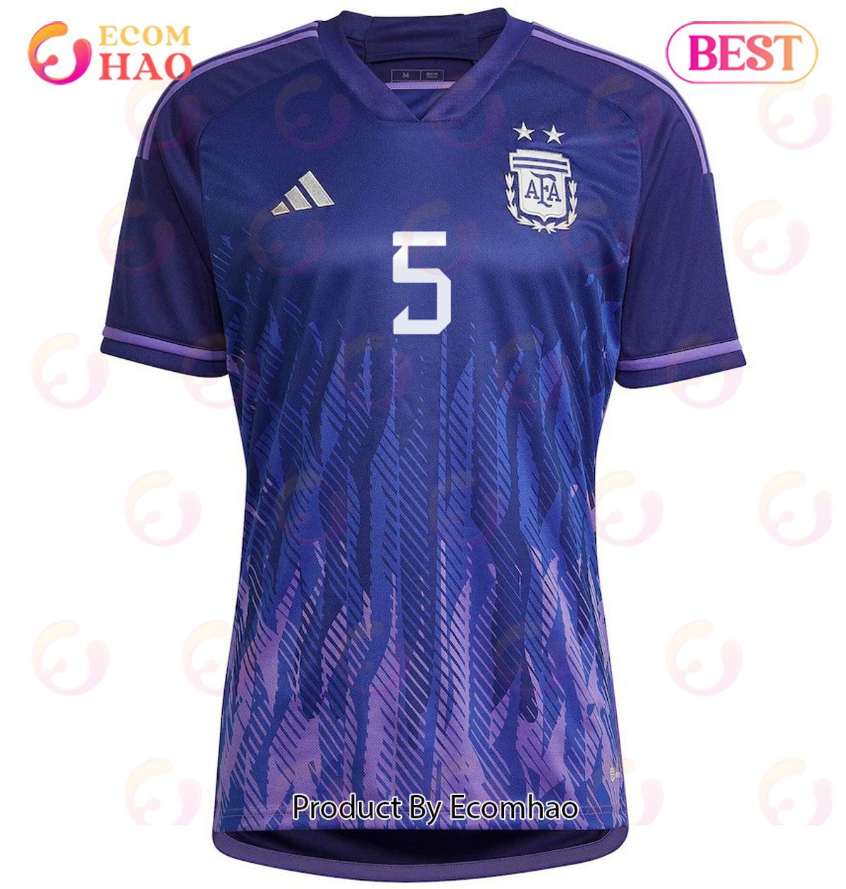 Argentina National Team 2022 23 Qatar World Cup Alexis Mac Allister #5 Away Women Jersey Dark Blue, Light Purple