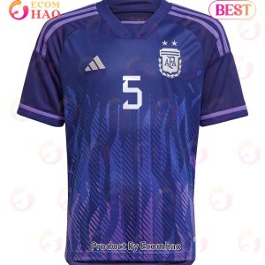 Argentina National Team 2022 23 Qatar World Cup Alexis Mac Allister #5 Away Youth Jersey Dark Blue, Light Purple