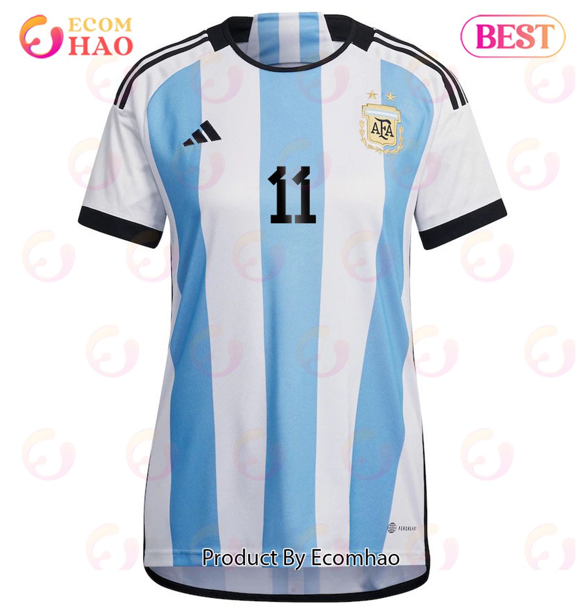 Argentina National Team 2022 23 Qatar World Cup Angel Di Maria #11 Home Women Jersey