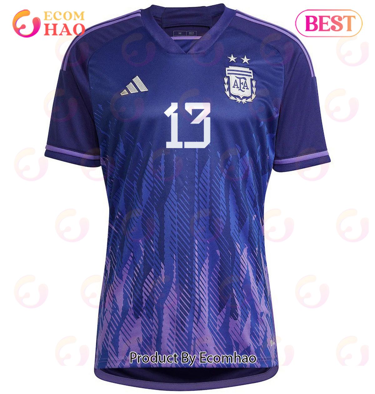 Argentina National Team 2022 23 Qatar World Cup Cristian Romero #13 Away Women Jersey Dark Blue, Light Purple