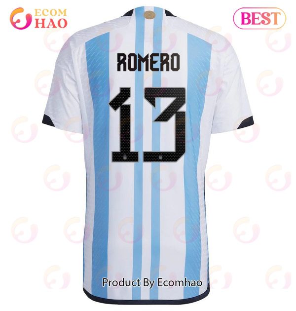 Argentina National Team 2022 23 Qatar World Cup Cristian Romero #13 White Home Men Jersey New