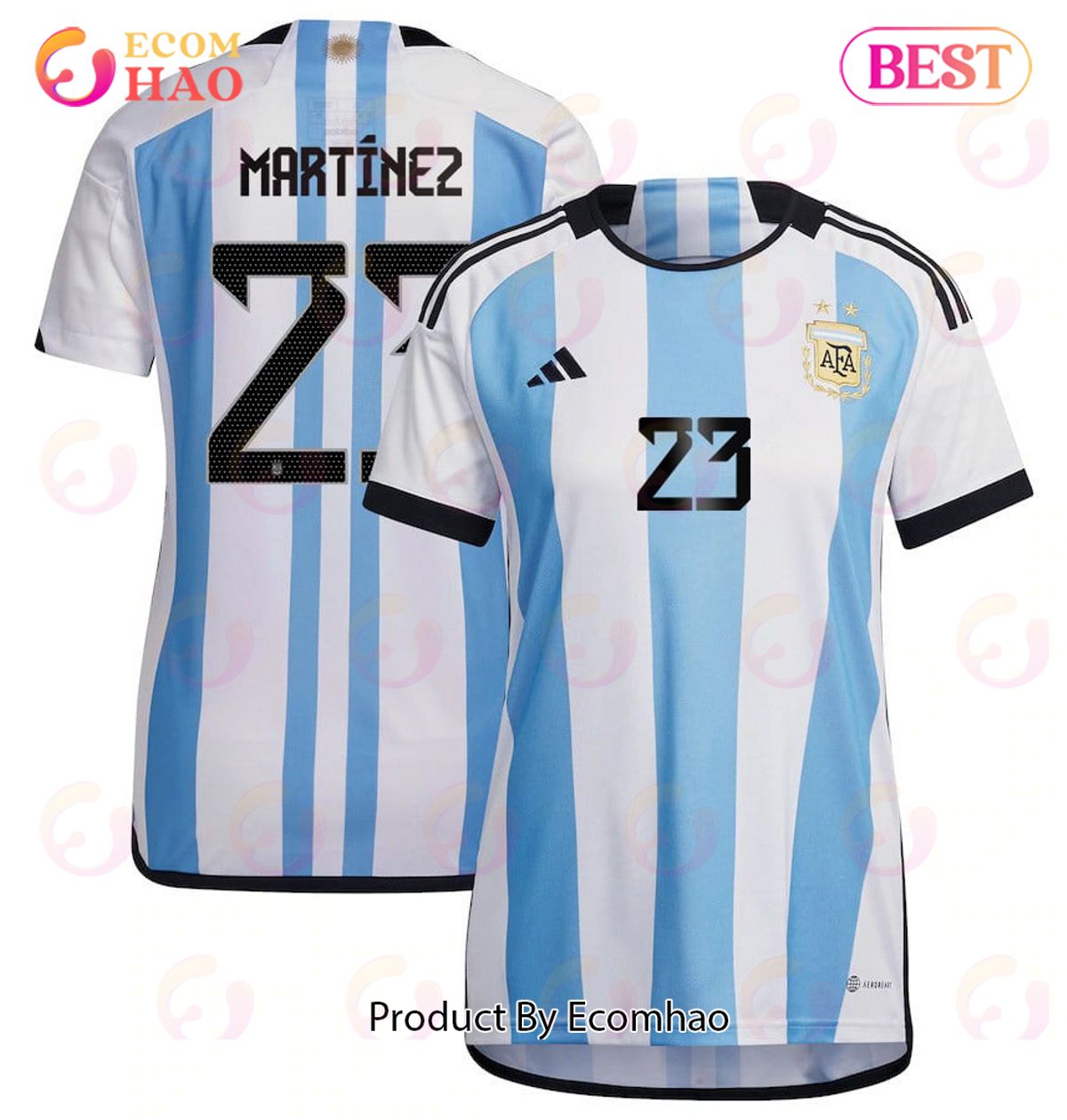 Argentina National Team 2022 23 Qatar World Cup Emiliano Martinez #23 Home Women Jersey