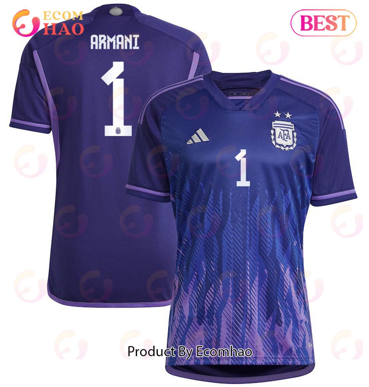 Argentina National Team 2022 23 Qatar World Cup Franco Armani #1 Away Women Jersey Dark Blue, Light Purple