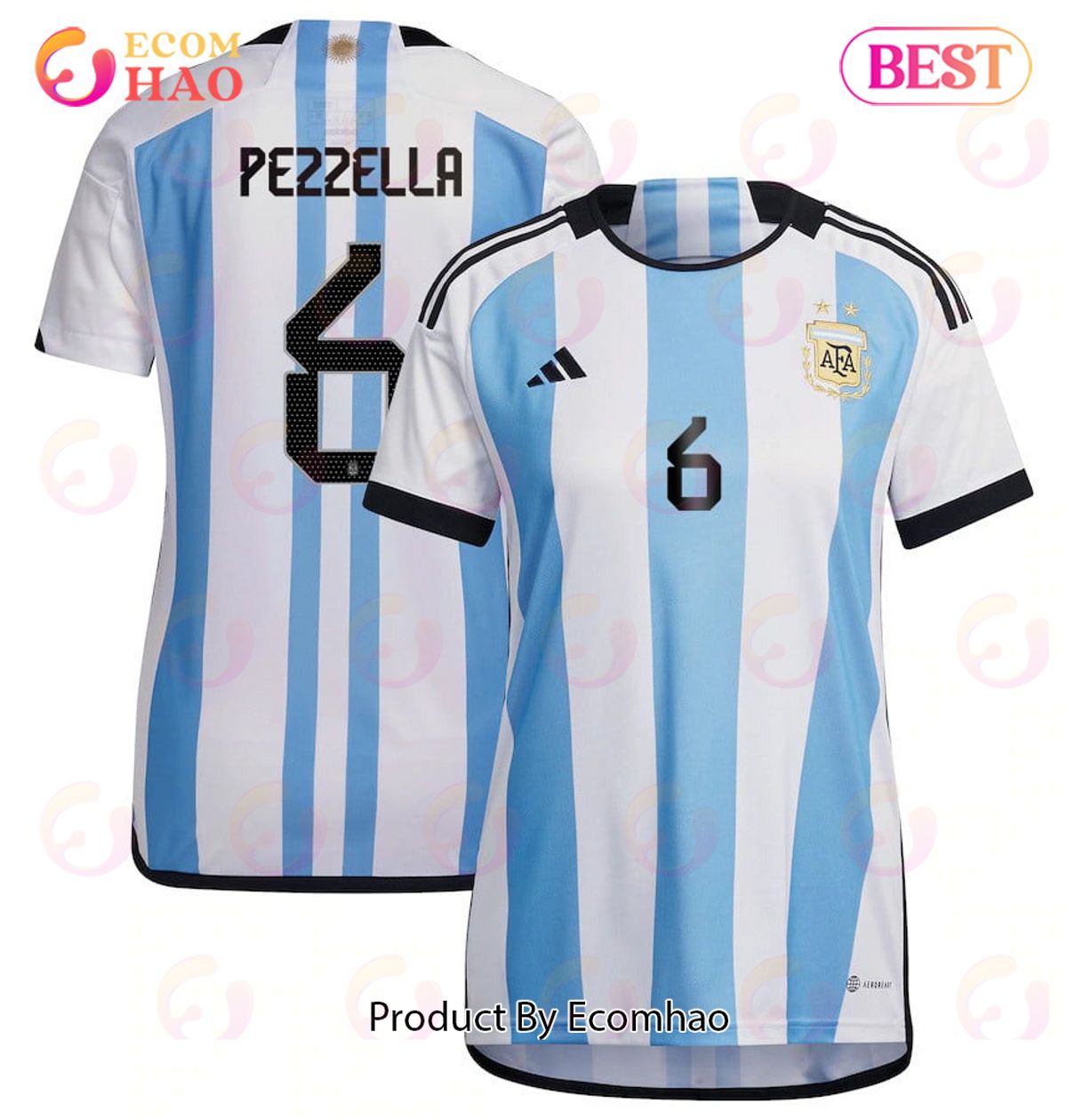Argentina National Team 2022 23 Qatar World Cup German Pezzella #6 Home Women Jersey