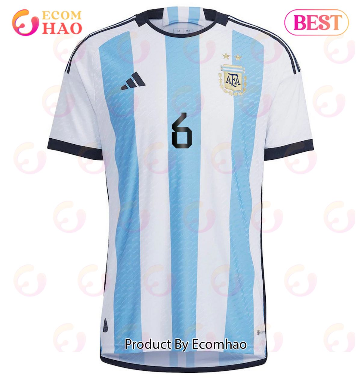 Argentina National Team 2022 23 Qatar World Cup German Pezzella #6 White Home Men Jersey New