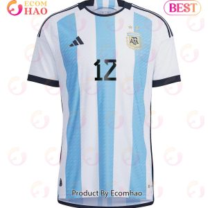 Argentina National Team 2022 23 Qatar World Cup Geronimo Rulli #12 White Home Men Jersey New Argentina National Team 2022 23 Qatar World Cup Geronimo Rulli #12 White Home Men Jersey New