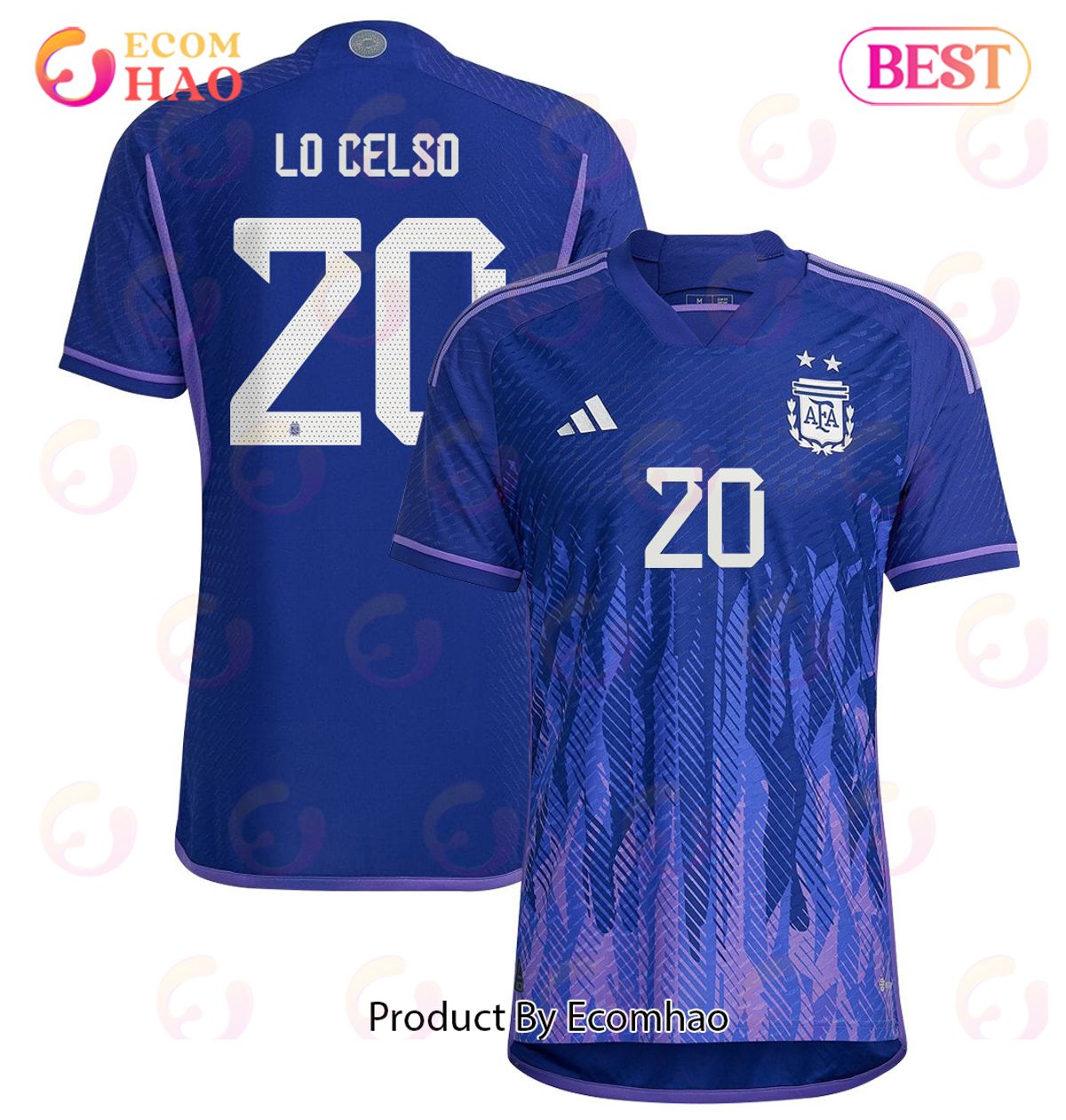 Argentina National Team 2022 23 Qatar World Cup Giovani Lo Celso #20 Away Men Jersey