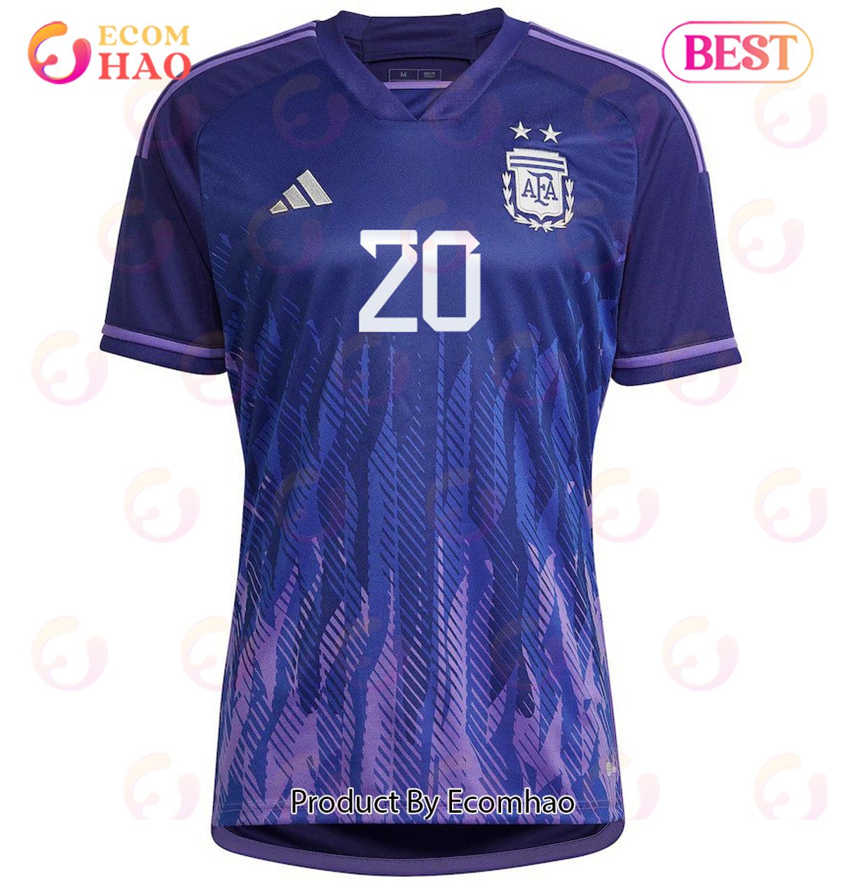 Argentina National Team 2022 23 Qatar World Cup Giovani Lo Celso #20 Away Women Jersey Dark Blue, Light Purple