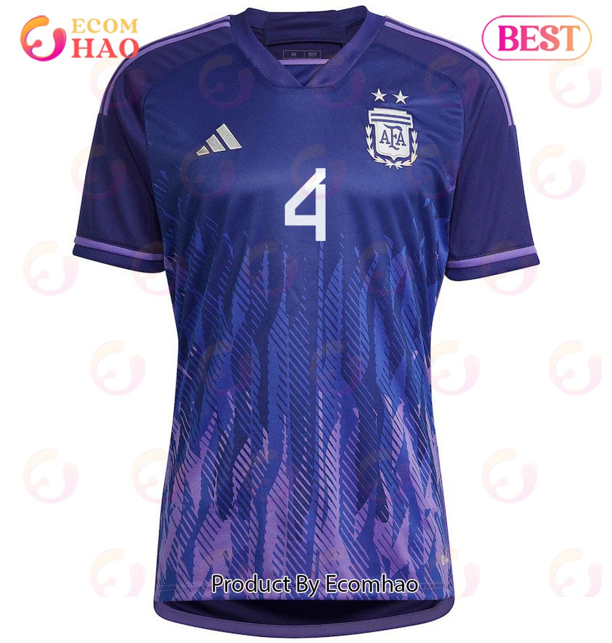 Argentina National Team 2022 23 Qatar World Cup Gonzalo Montiel #4 Away Women Jersey Dark Blue, Light Purple