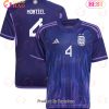 Argentina National Team 2022 23 Qatar World Cup Gonzalo Montiel #4 Away Women Jersey Dark Blue, Light Purple Argentina National Team 2022 23 Qatar World Cup Gonzalo Montiel #4 Away Women Jersey Dark Blue, Light Purple