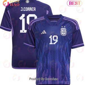 Argentina National Team 2022 23 Qatar World Cup Joaquin Correa #19 Away Youth Jersey Dark Blue, Light Purple Argentina National Team 2022 23 Qatar World Cup Joaquin Correa #19 Away Youth Jersey Dark Blue, Light Purple