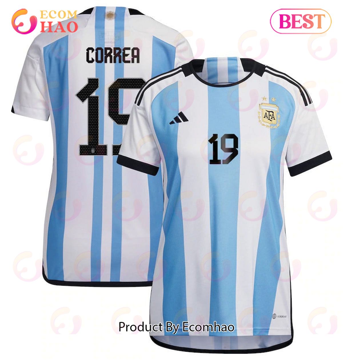 Argentina National Team 2022 23 Qatar World Cup Joaquin Correa #19 Home Women Jersey