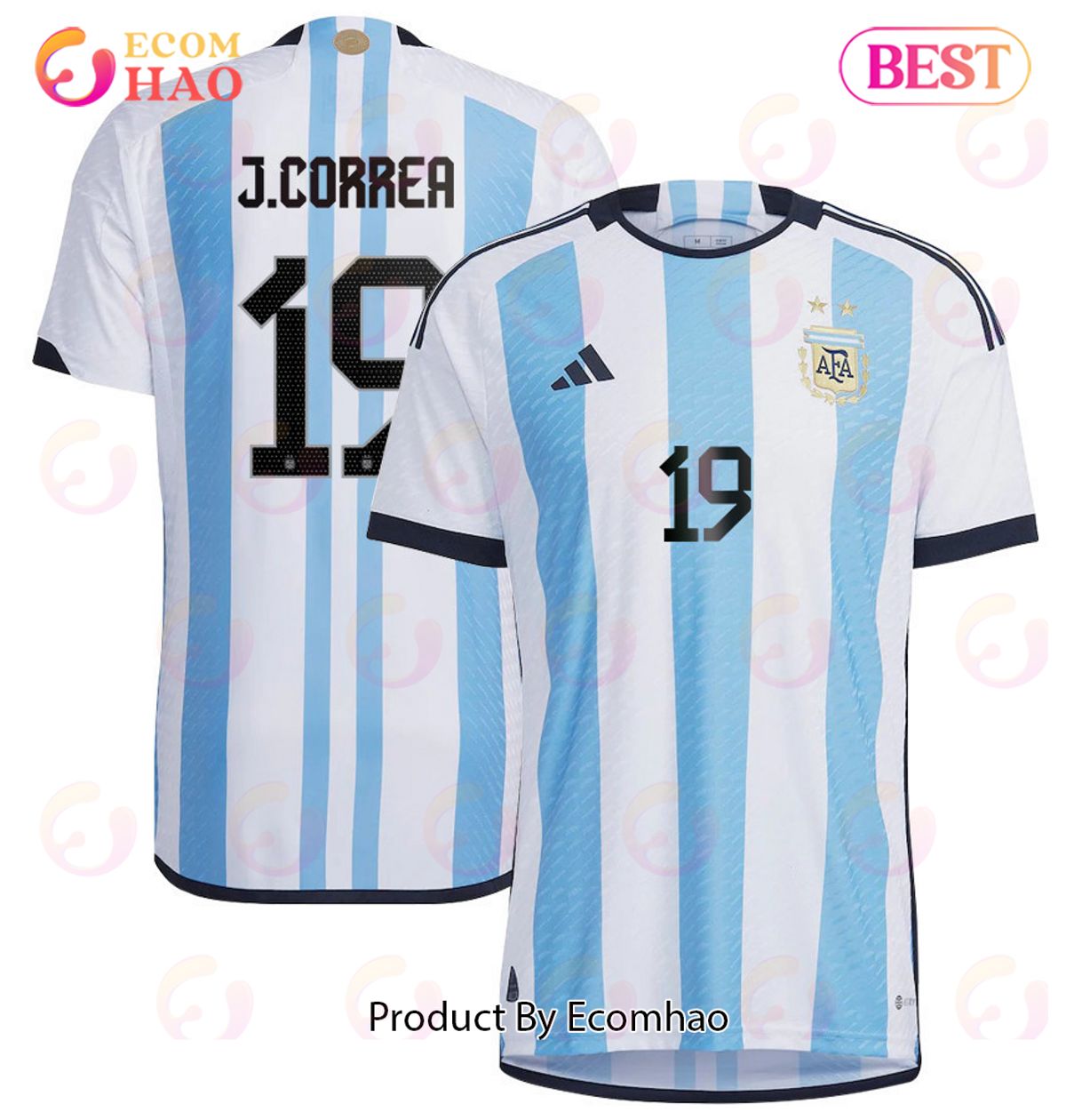 Argentina National Team 2022 23 Qatar World Cup Joaquin Correa #19 White Home Men Jersey New