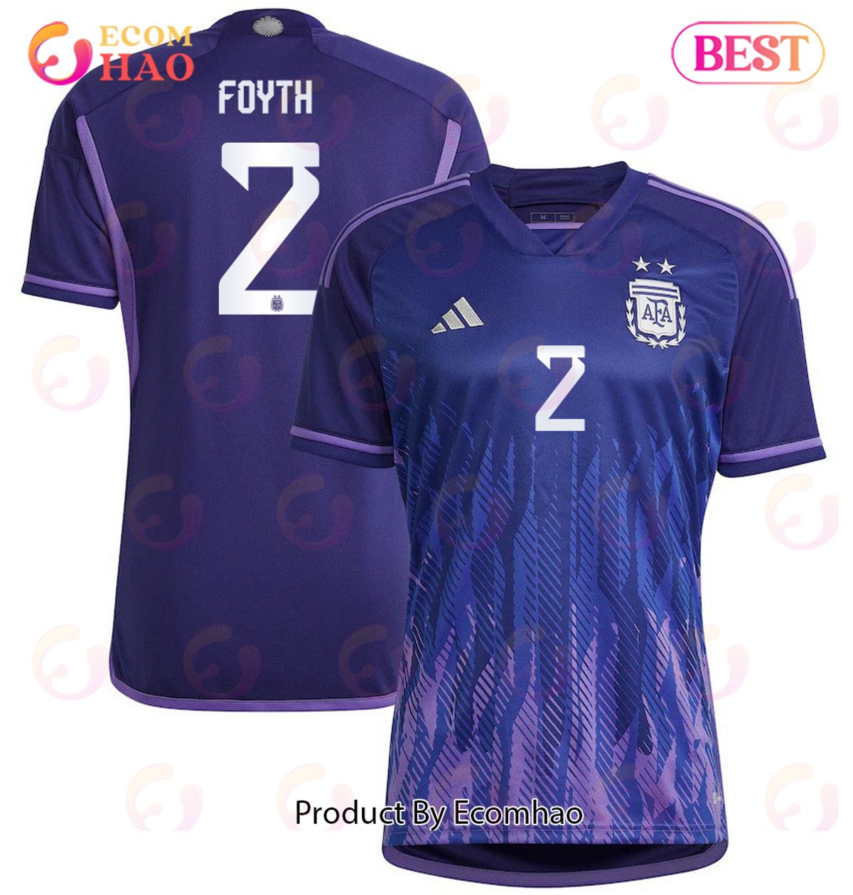 Argentina National Team 2022 23 Qatar World Cup Juan Foyth #2 Away Women Jersey Dark Blue, Light Purple