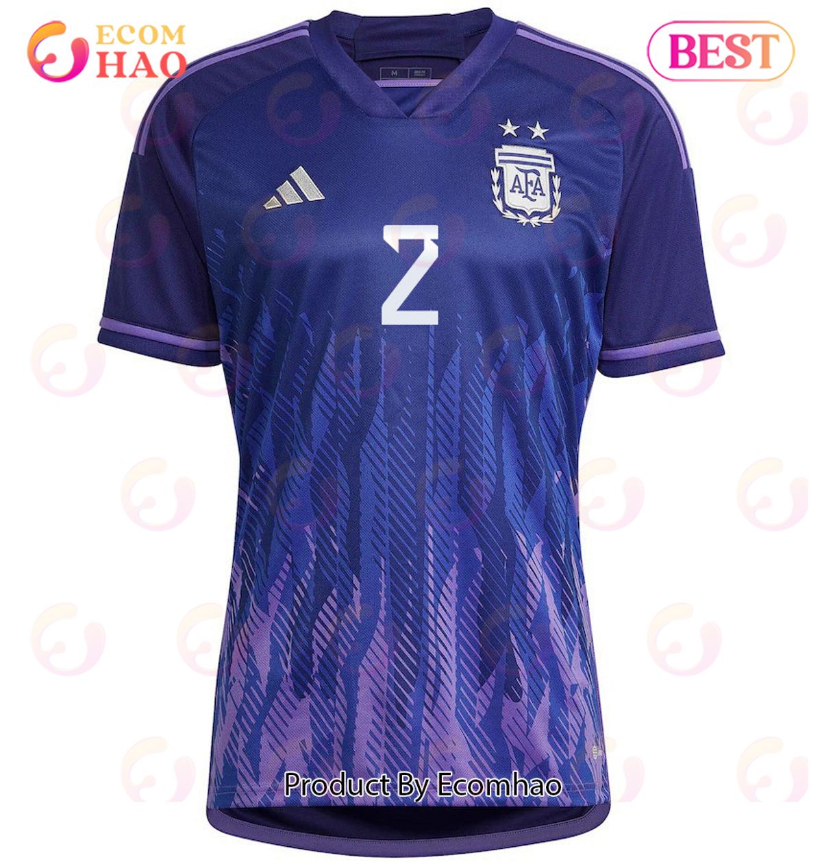 Argentina National Team 2022 23 Qatar World Cup Juan Foyth #2 Away Women Jersey Dark Blue, Light Purple