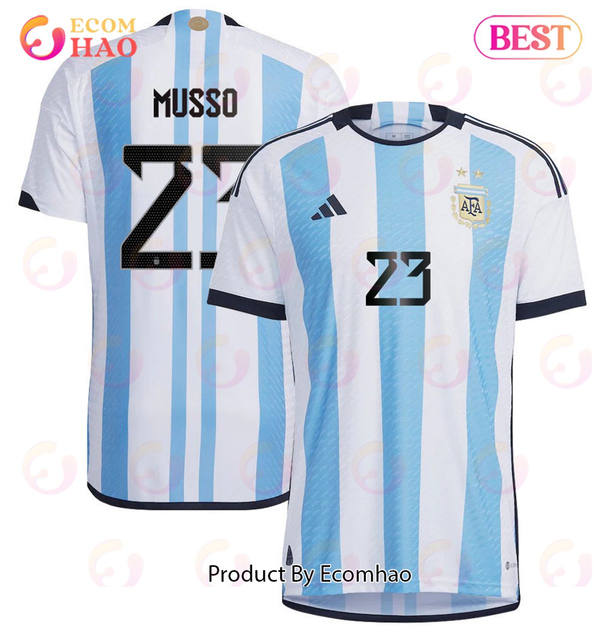 Argentina National Team 2022 23 Qatar World Cup Juan Musso #23 White Home Men Jersey New