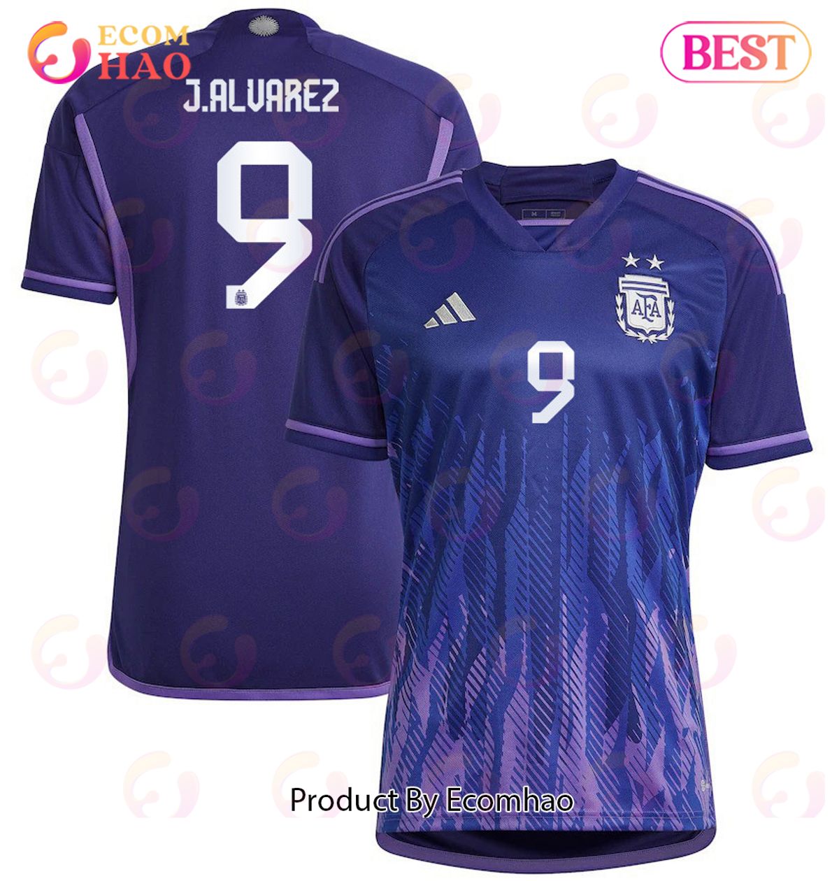 Argentina National Team 2022 23 Qatar World Cup Julian Alvarez #9 Away Women Jersey Dark Blue, Light Purple
