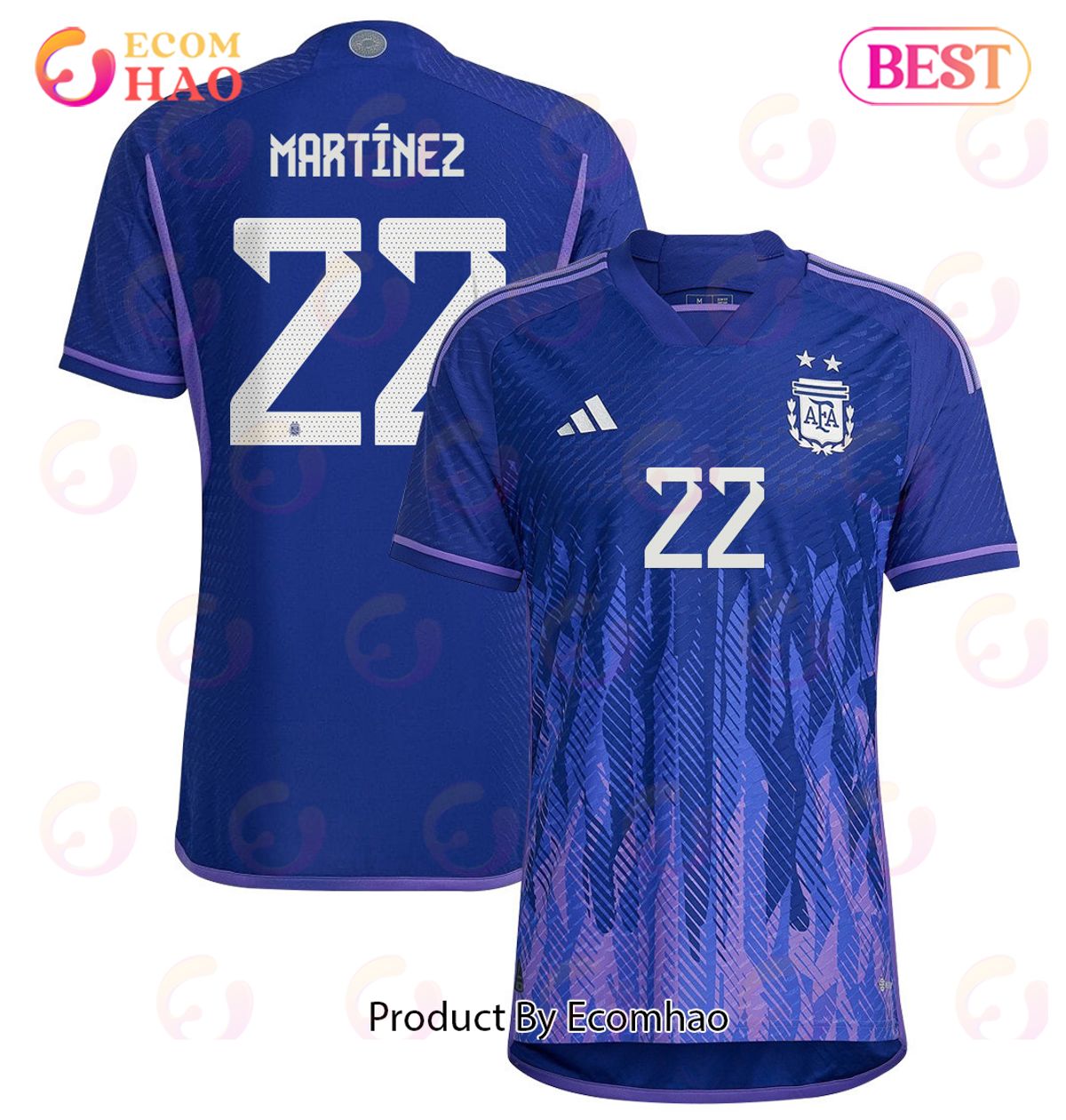 Argentina National Team 2022 23 Qatar World Cup Lautaro Martinez #22 Away Men Jersey