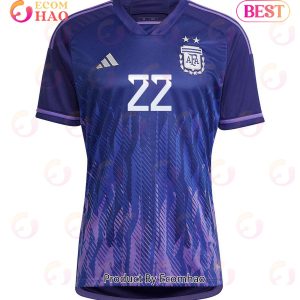 Argentina National Team 2022 23 Qatar World Cup Lautaro Martinez #22 Away Women Jersey Dark Blue, Light Purple