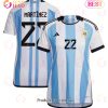 Argentina National Team 2022 23 Qatar World Cup Lautaro Martinez #22 White Home Men Jersey New Argentina National Team 2022 23 Qatar World Cup Lautaro Martinez #22 White Home Men Jersey New
