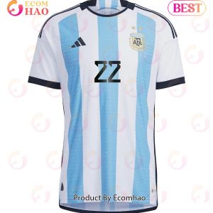 Argentina National Team 2022 23 Qatar World Cup Lautaro Martinez #22 White Home Men Jersey New