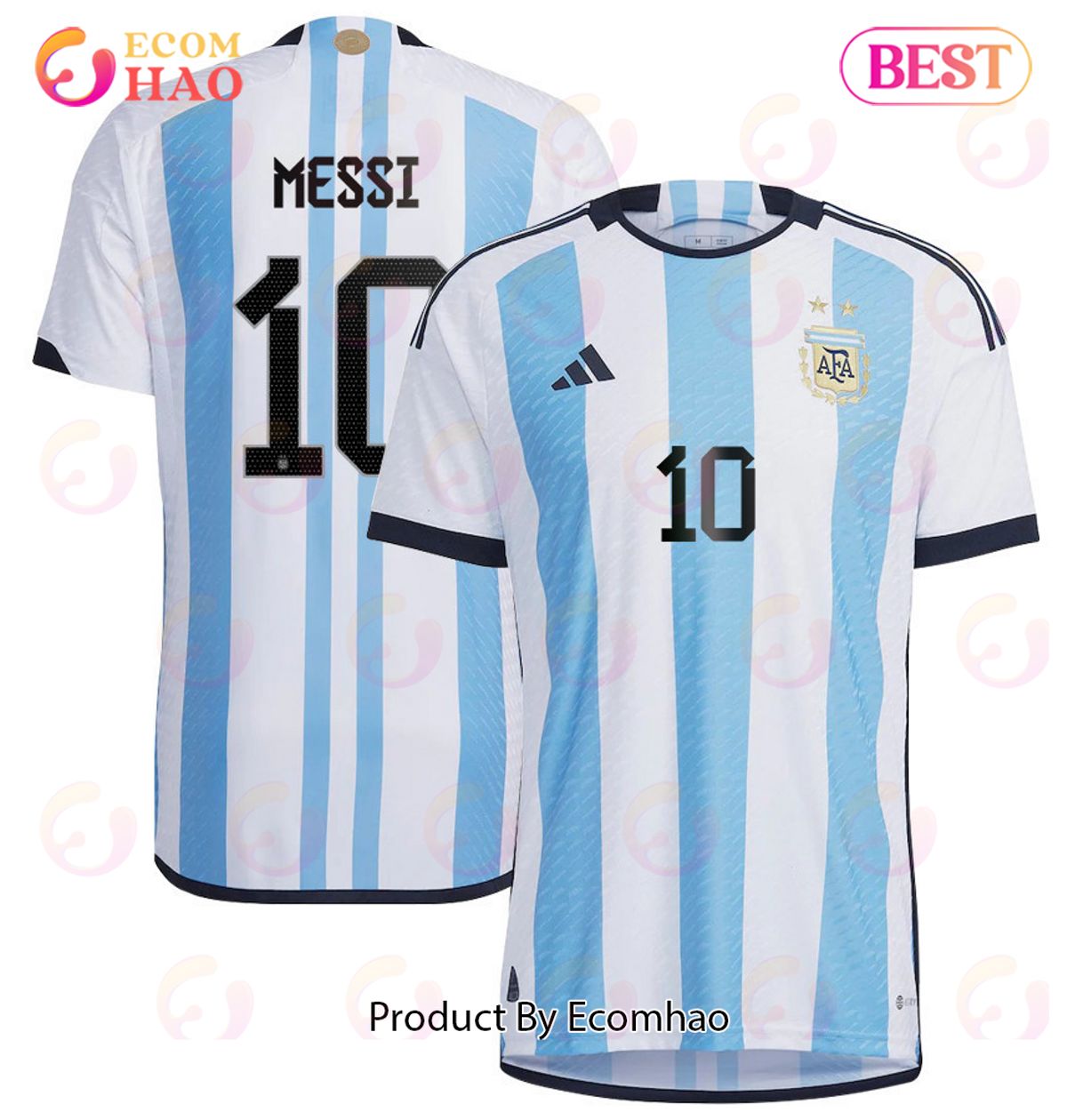 Argentina National Team 2022 23 Qatar World Cup Lionel Messi #10 White Home Men Jersey New