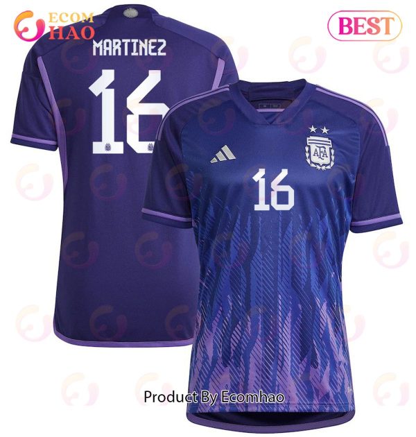 Argentina National Team 2022 23 Qatar World Cup Lisandro Martinez #16 Away Women Jersey Dark Blue, Light Purple