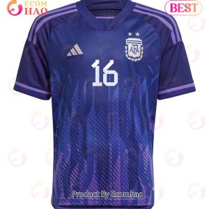Argentina National Team 2022 23 Qatar World Cup Lisandro Martinez #16 Away Youth Jersey Dark Blue, Light Purple