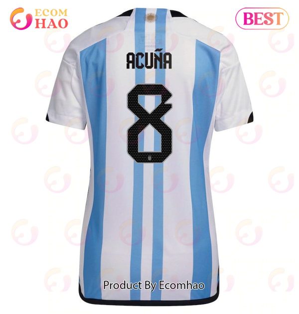 Argentina National Team 2022 23 Qatar World Cup Marcos Acuna #8 Home Women Jersey