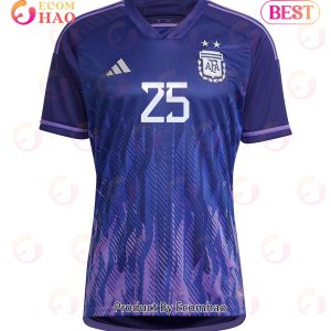 Argentina National Team 2022 23 Qatar World Cup Marcos Senesi #25 Away Women Jersey Dark Blue, Light Purple