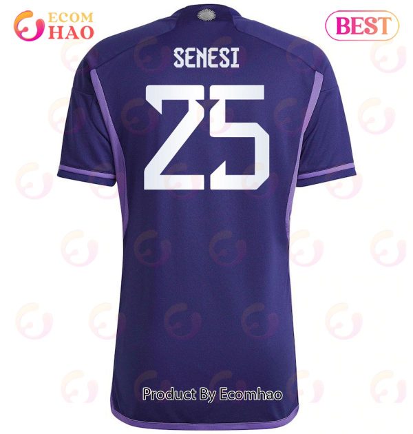 Argentina National Team 2022 23 Qatar World Cup Marcos Senesi #25 Away Women Jersey Dark Blue, Light Purple