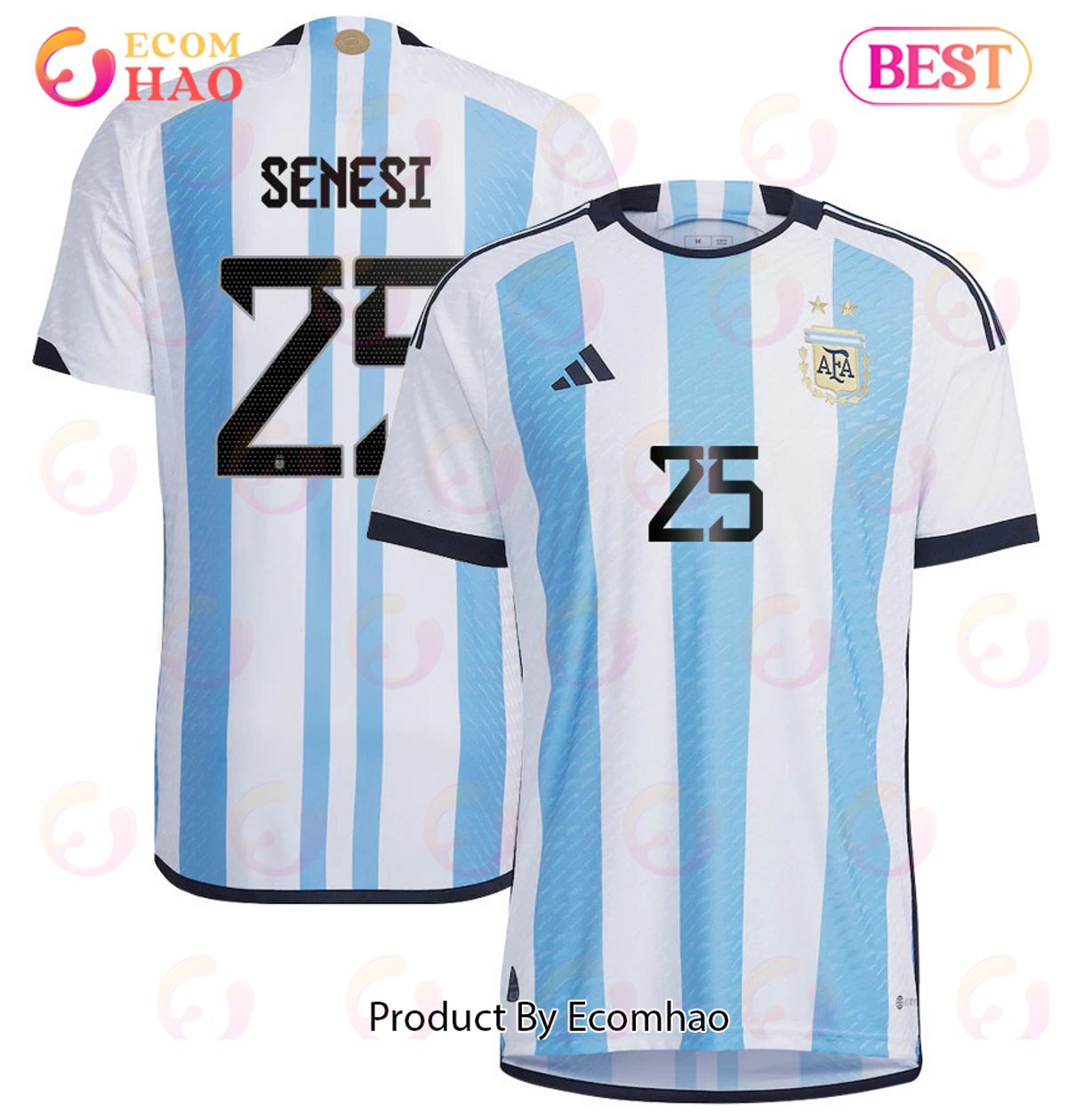 Argentina National Team 2022 23 Qatar World Cup Marcos Senesi #25 White Home Men Jersey New