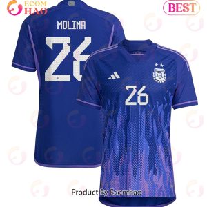 Argentina National Team 2022 23 Qatar World Cup Nahuel Molina #26 Away Men Jersey