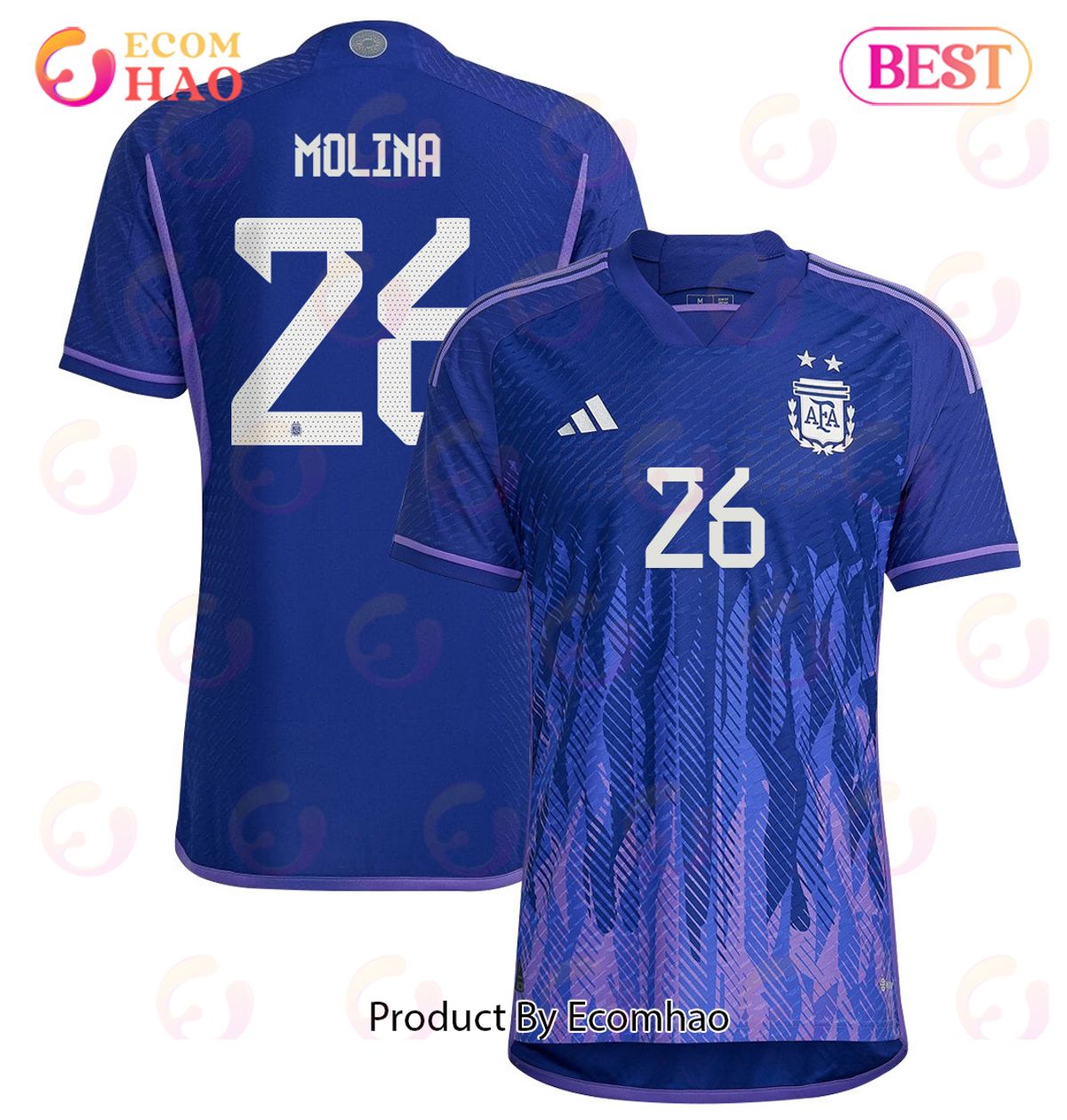 Argentina National Team 2022 23 Qatar World Cup Nahuel Molina #26 Away Men Jersey