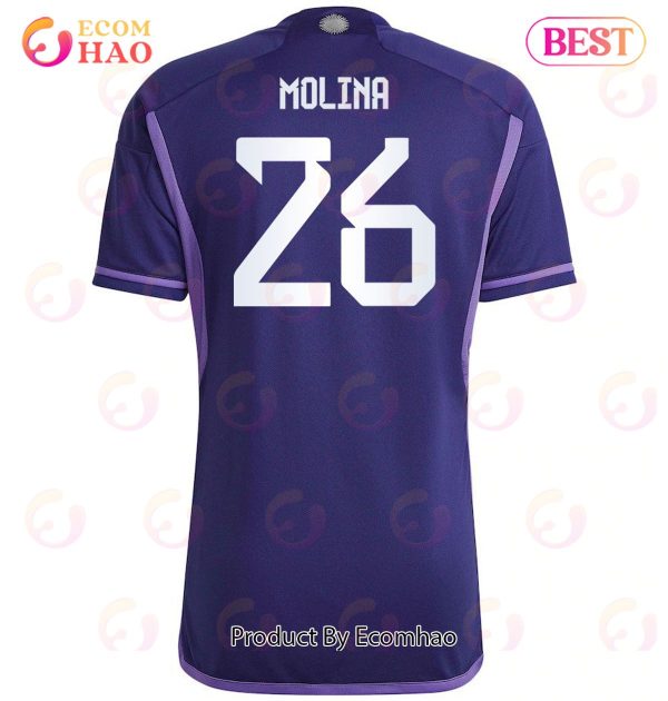 Argentina National Team 2022 23 Qatar World Cup Nahuel Molina #26 Away Women Jersey Dark Blue, Light Purple