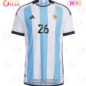 Argentina National Team 2022 23 Qatar World Cup Nahuel Molina #26 White Home Men Jersey New