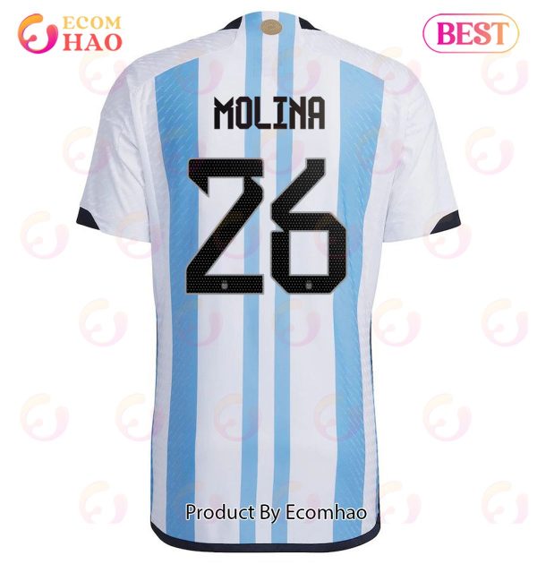 Argentina National Team 2022 23 Qatar World Cup Nahuel Molina #26 White Home Men Jersey New