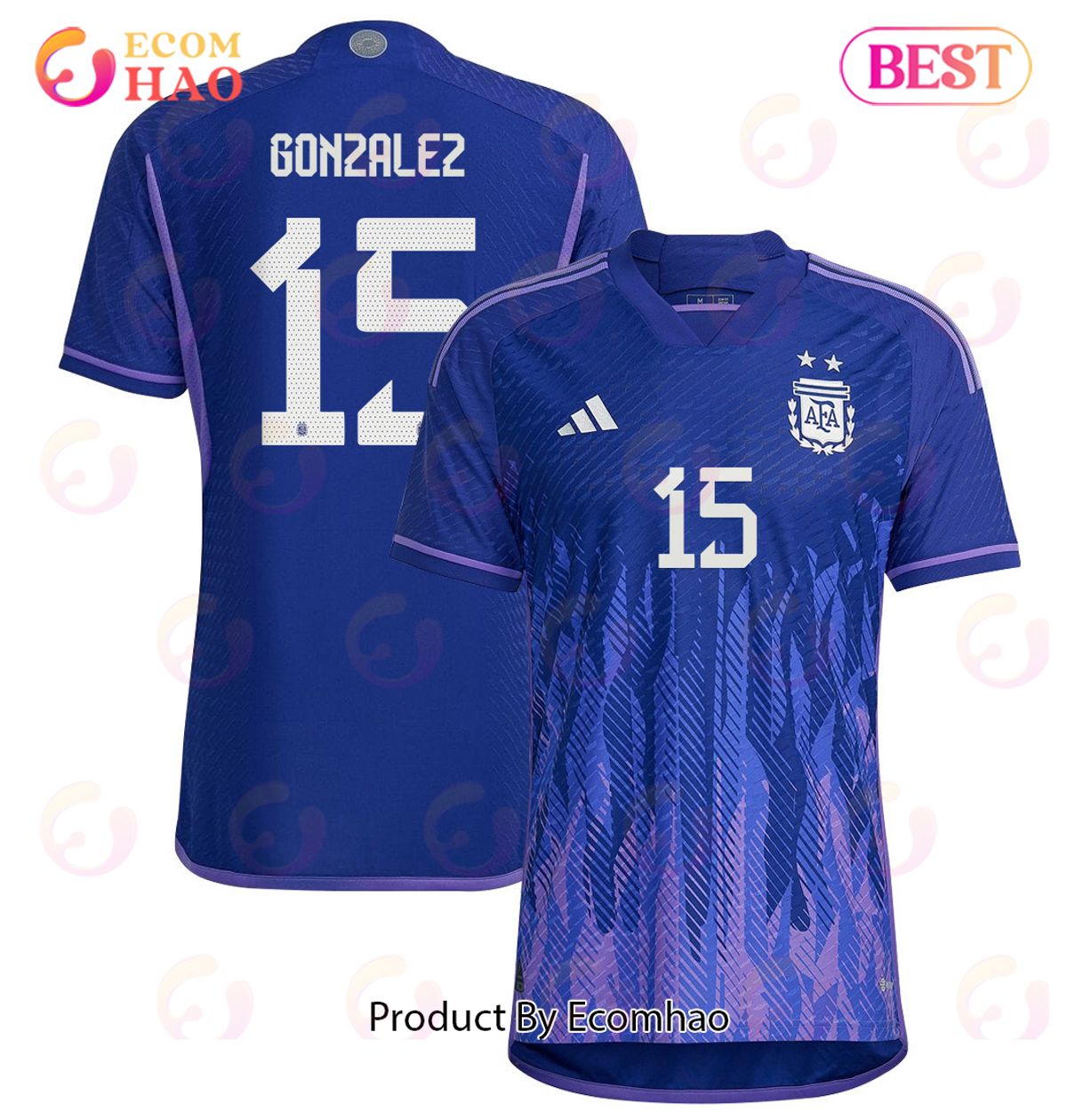 Argentina National Team 2022 23 Qatar World Cup Nicolas Gonzalez #15 Away Men Jersey