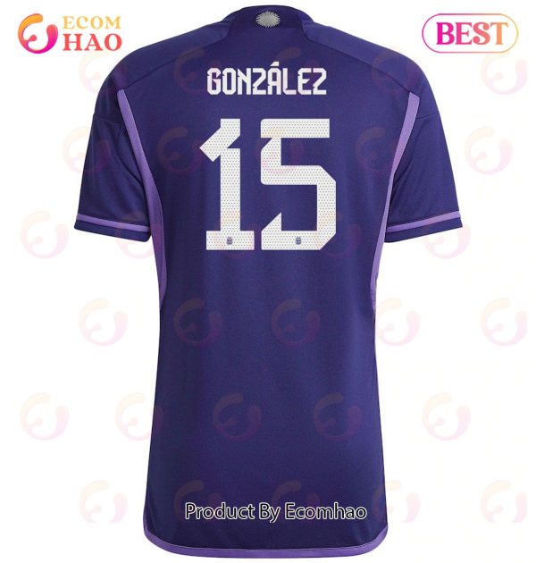 Argentina National Team 2022 23 Qatar World Cup Nicolas Gonzalez #15 Away Women Jersey