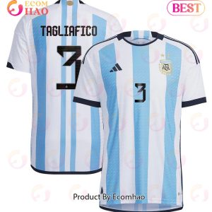 Argentina National Team 2022 23 Qatar World Cup Nicolas Tagliafico #3 White Home Men Jersey New
