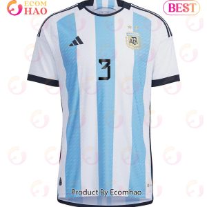 Argentina National Team 2022 23 Qatar World Cup Nicolas Tagliafico #3 White Home Men Jersey New