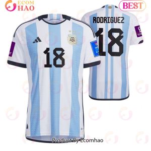 Argentina National Team 2022 23 Qatar World Cup Patch Guido Rodriguez #18 Home Men Jersey