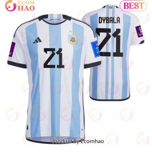 Argentina National Team 2022 23 Qatar World Cup Patch Paulo Dybala #21 Home Men Jersey