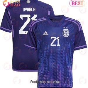 Argentina National Team 2022 23 Qatar World Cup Paulo Dybala #21 Away Youth Jersey Dark Blue, Light Purple