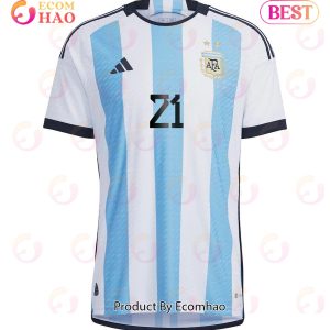 Argentina National Team 2022 23 Qatar World Cup Paulo Dybala #21 White Home Men Jersey New