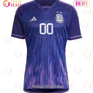 Argentina National Team 2022 Qatar World Cup Custom #00 Away Women Jersey Dark Blue, Light Purple