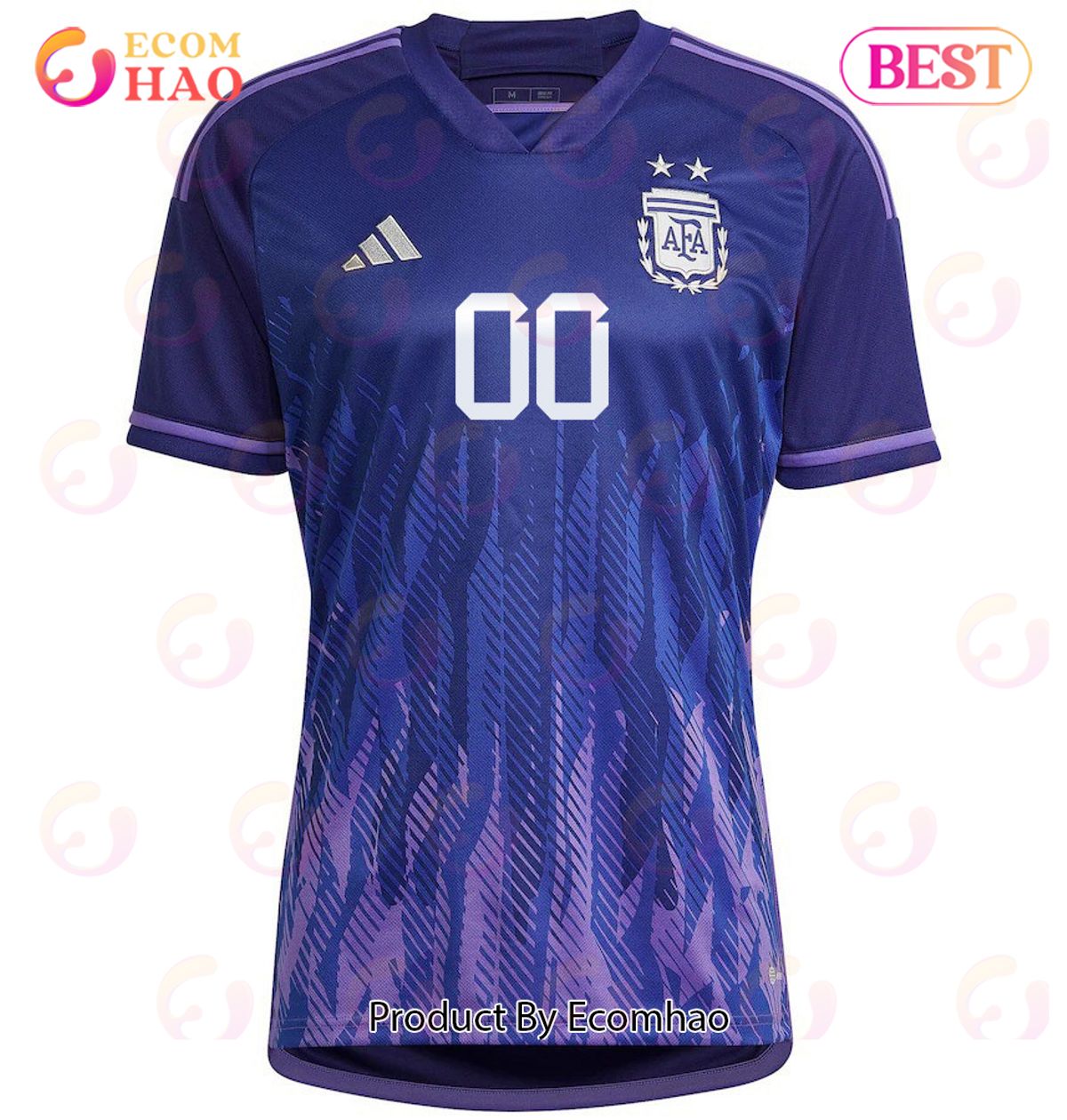 Argentina National Team 2022 Qatar World Cup Custom #00 Away Women Jersey Dark Blue, Light Purple